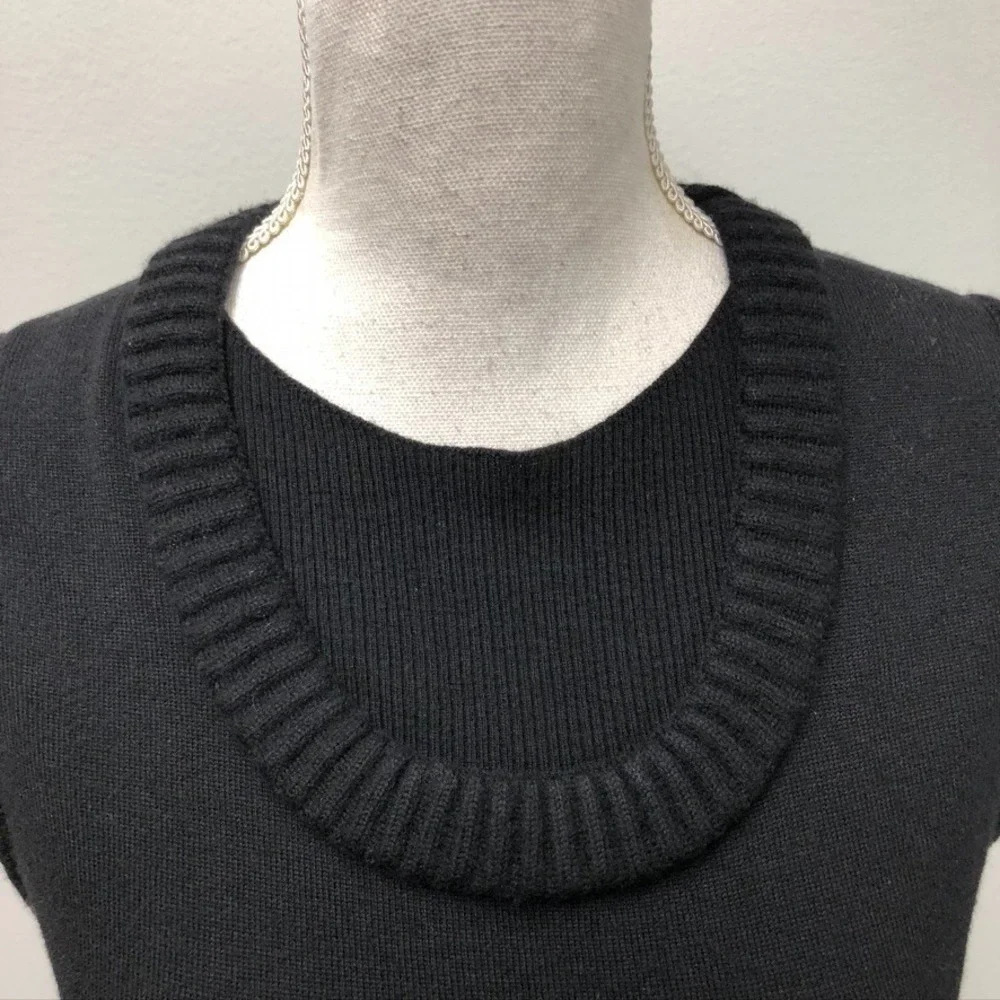 Chanel Knit Dress Womens 40 Women Black Pleated Sleeveless CC Logo Wool‎ Blend